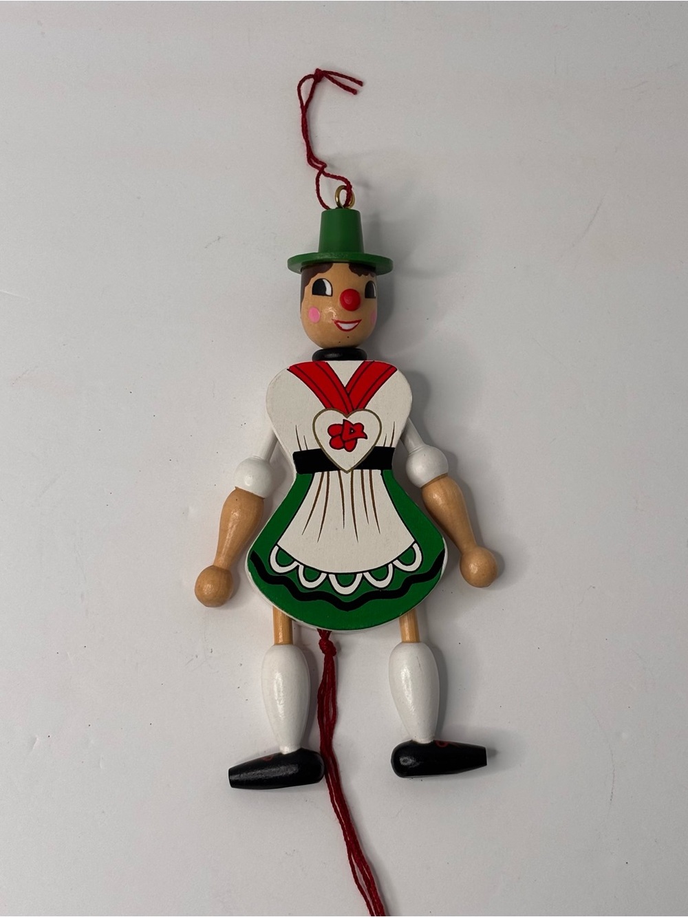 Vintage Wood Jumping Jack Girl Pull Toy Hand Painted Hampelmann Folk Art German